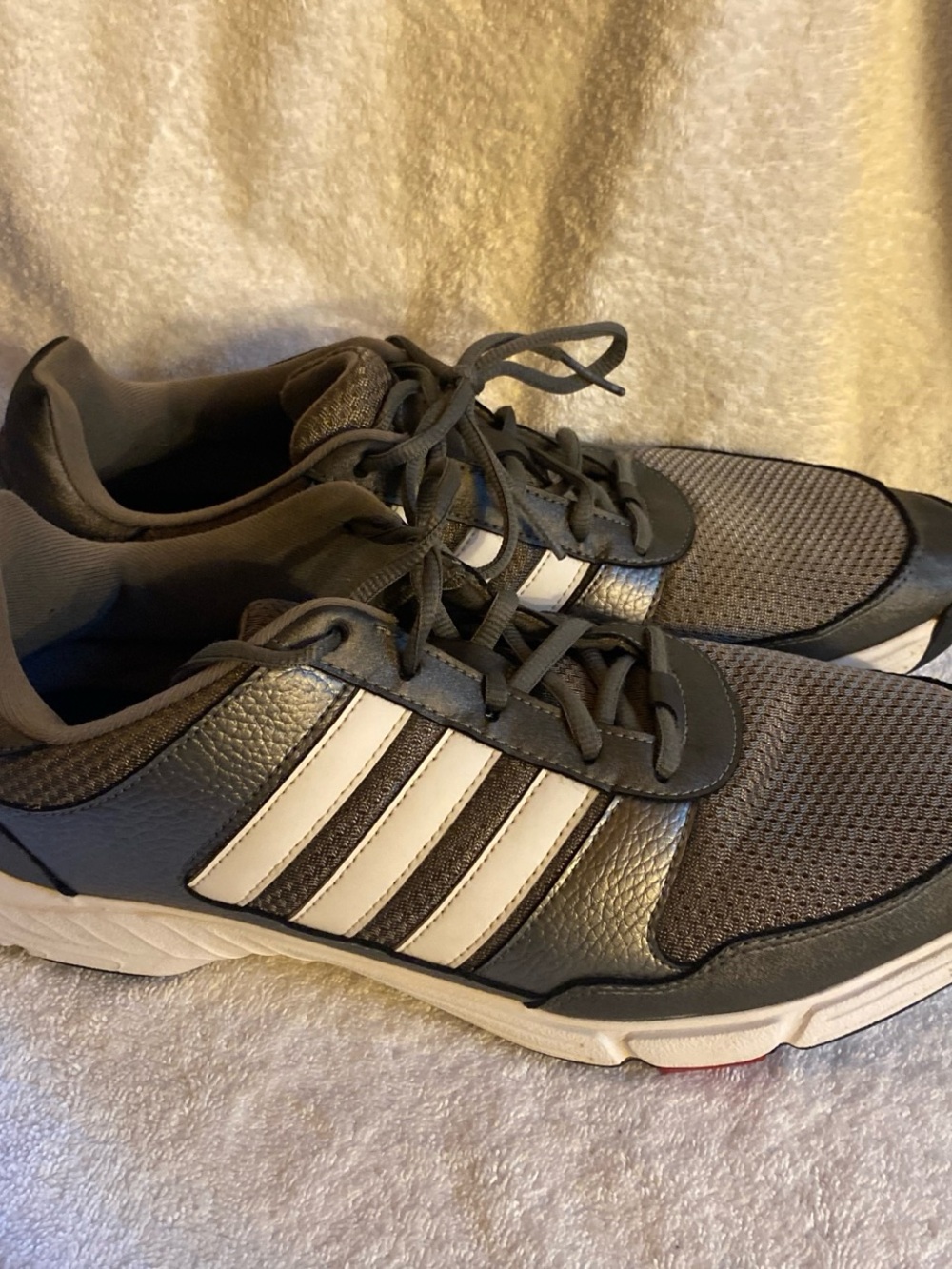 adidas Men's Gray and White/ soccer Running Sneakers